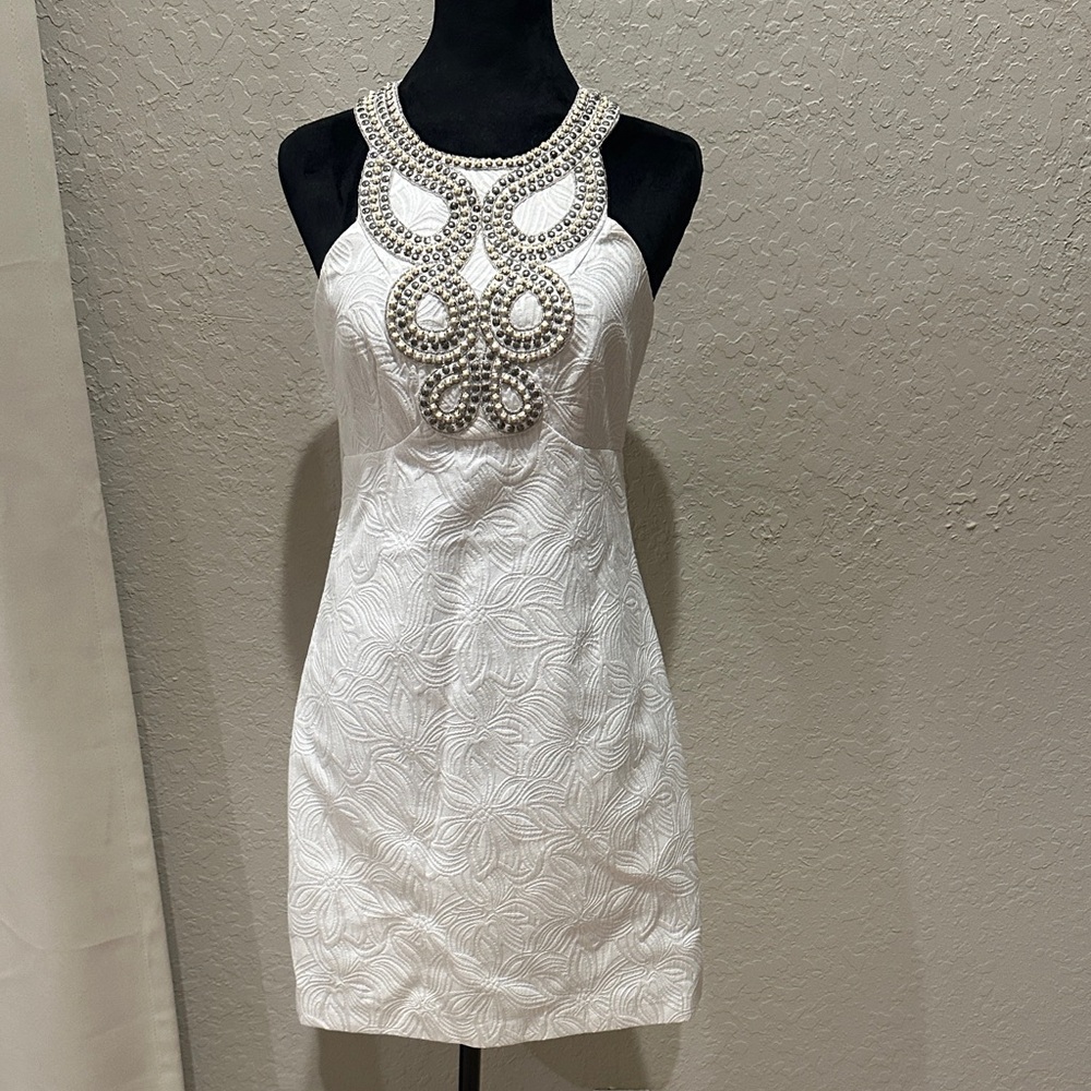 Laundry By Shelli Segal White Textured Mini Dress